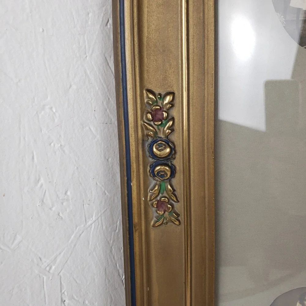 Antique Bubble Glass Frame Gold Floral Arched Multi Opening Collage 15x23